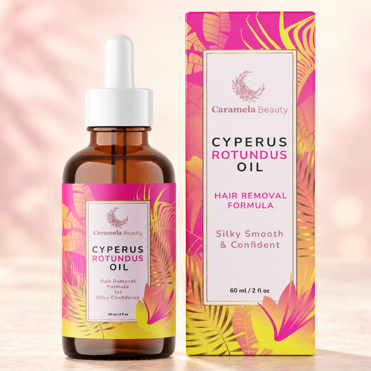 Caramela Beauty Cyperus Rotundus Oil 60 ml — styled studio presentation