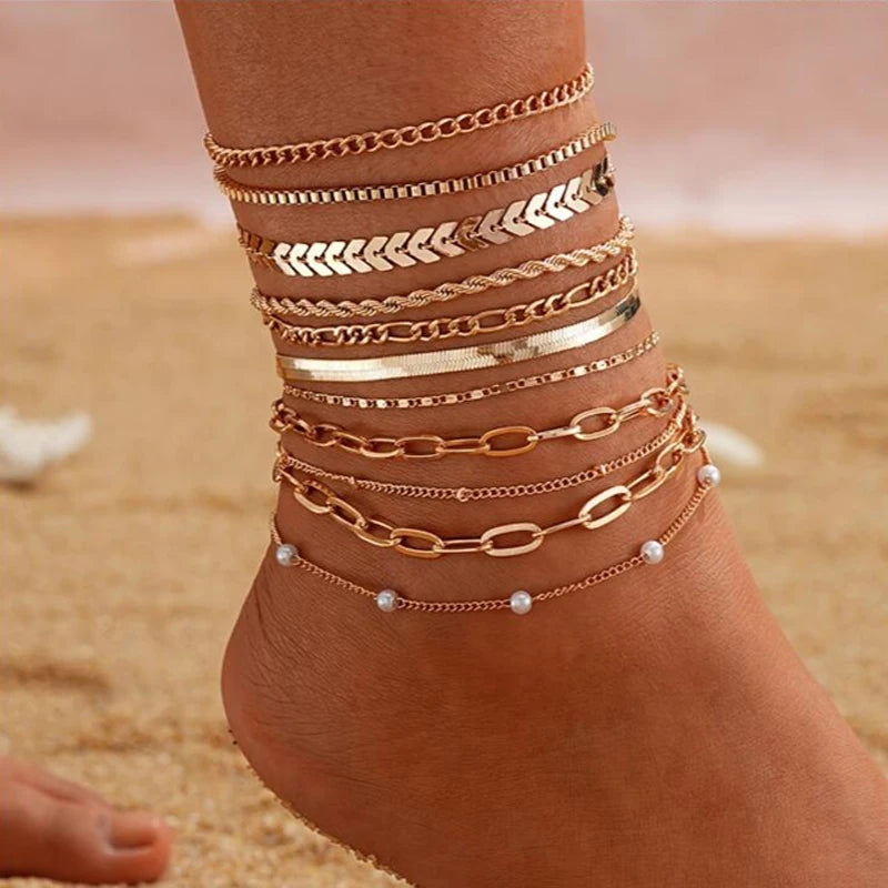 Boho Anklet Layering Set