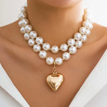 Chunky Beaded Heart Necklace Duo