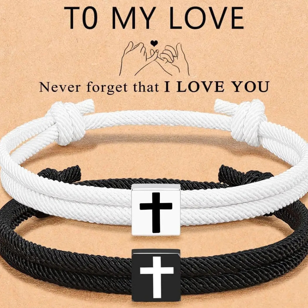 Matching Rope Cross Bracelet Set