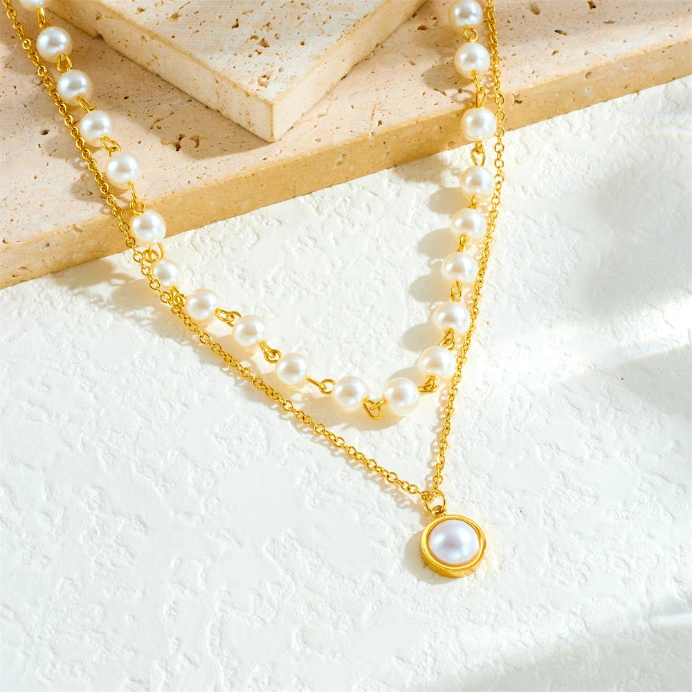 Pearl Bead & Pendant Necklace Duo