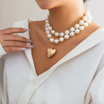 Chunky Beaded Heart Necklace Duo