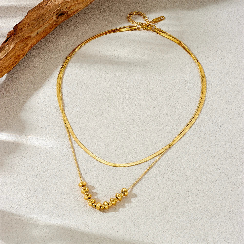Herringbone & Bead Necklace Duo