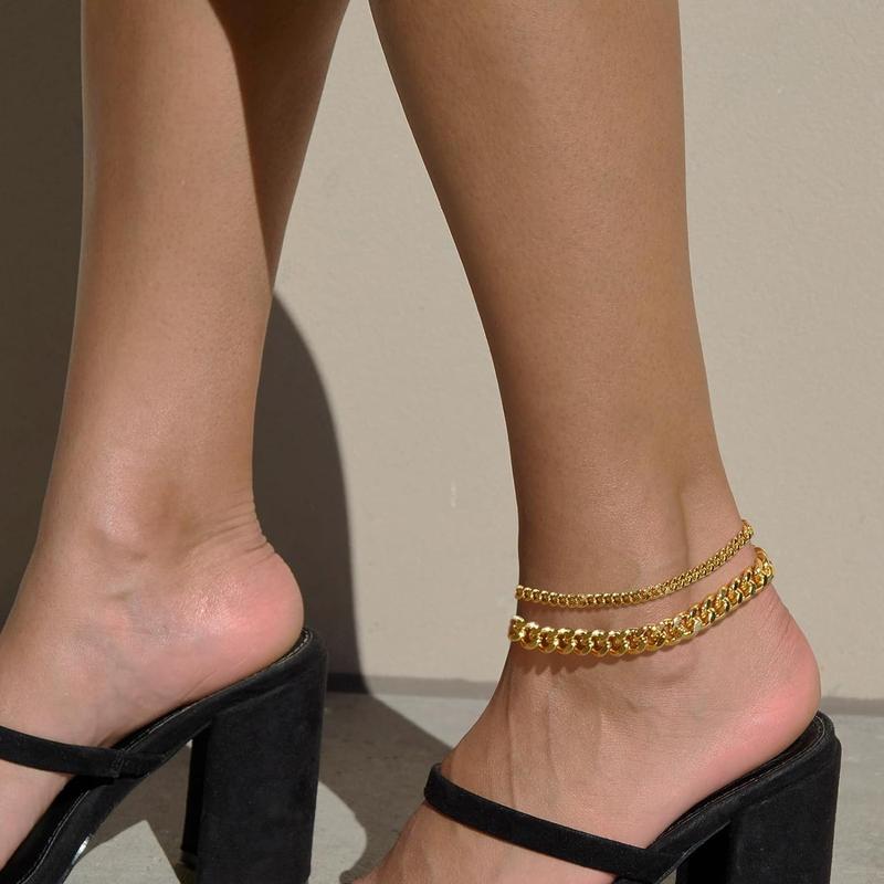 Chunky Cuban Link Anklet Set