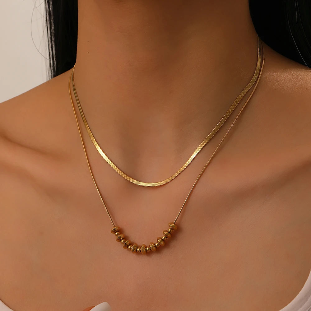 Herringbone & Bead Necklace Duo