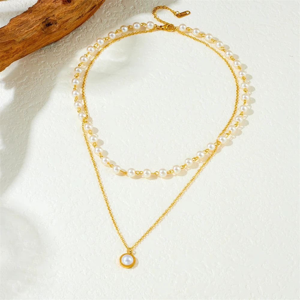 Pearl Bead & Pendant Necklace Duo