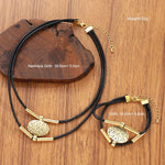 Textured Medallion Leather Necklace Duo