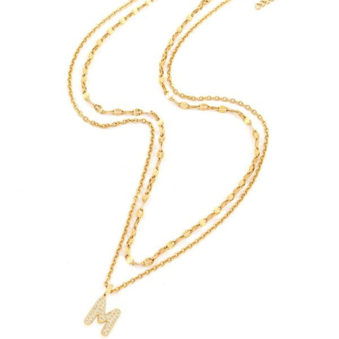Bubble Initial Necklace Duo