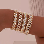 4 Piece Chunky Link Stackable Bracelet Set