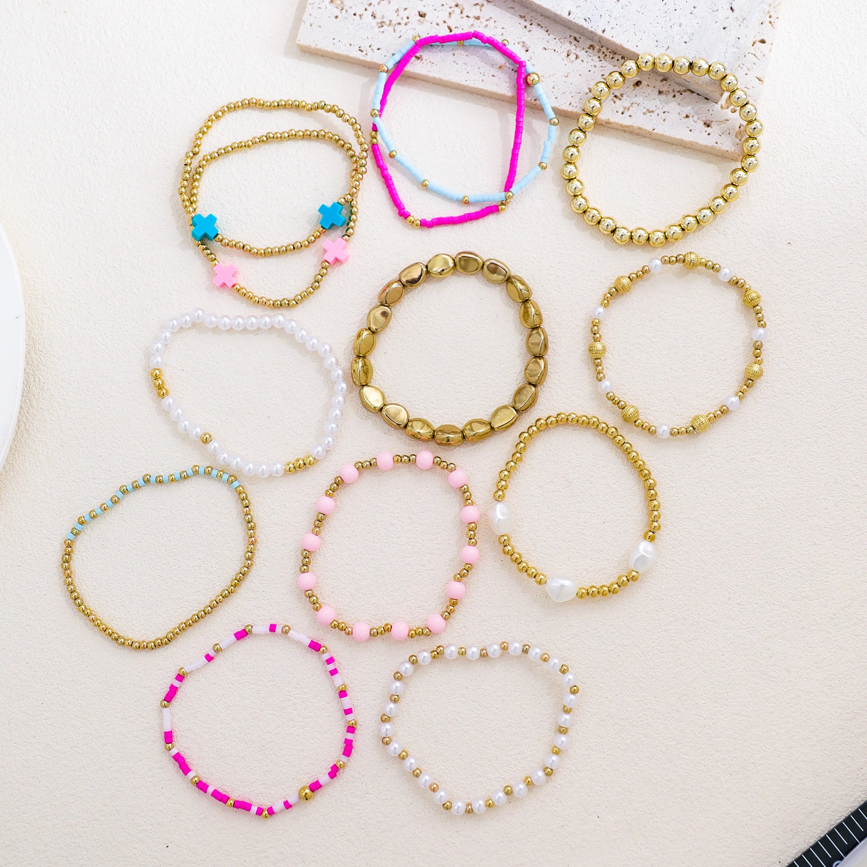 Cross Charm Bracelet Stack
