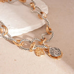 Dual Tone Chunky Coin Necklace