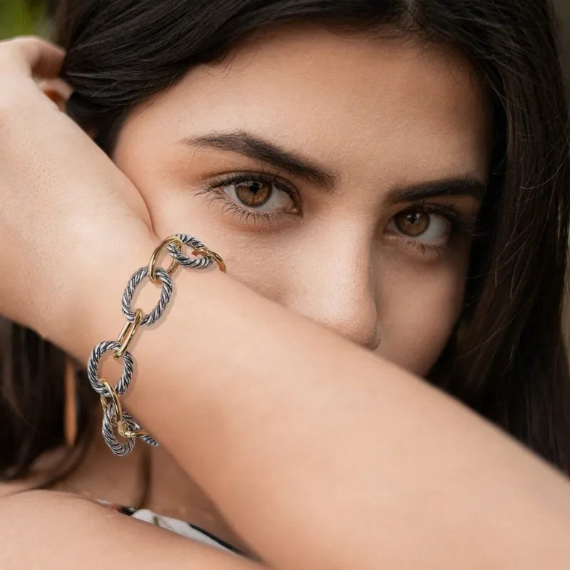 Dual Tone Chunky Link Bracelet