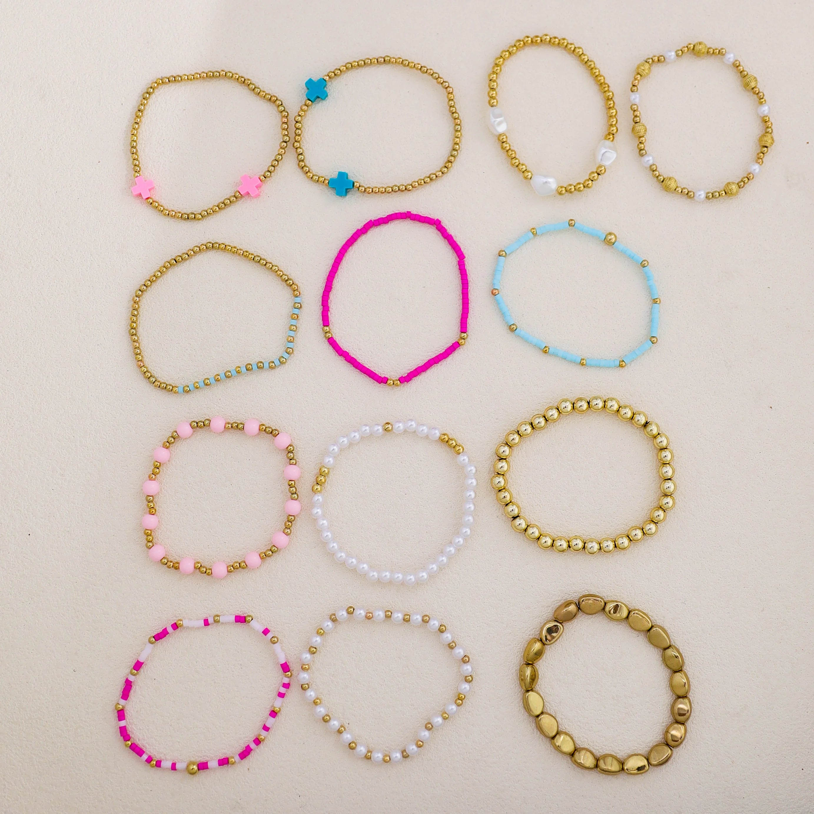 Cross Charm Bracelet Stack