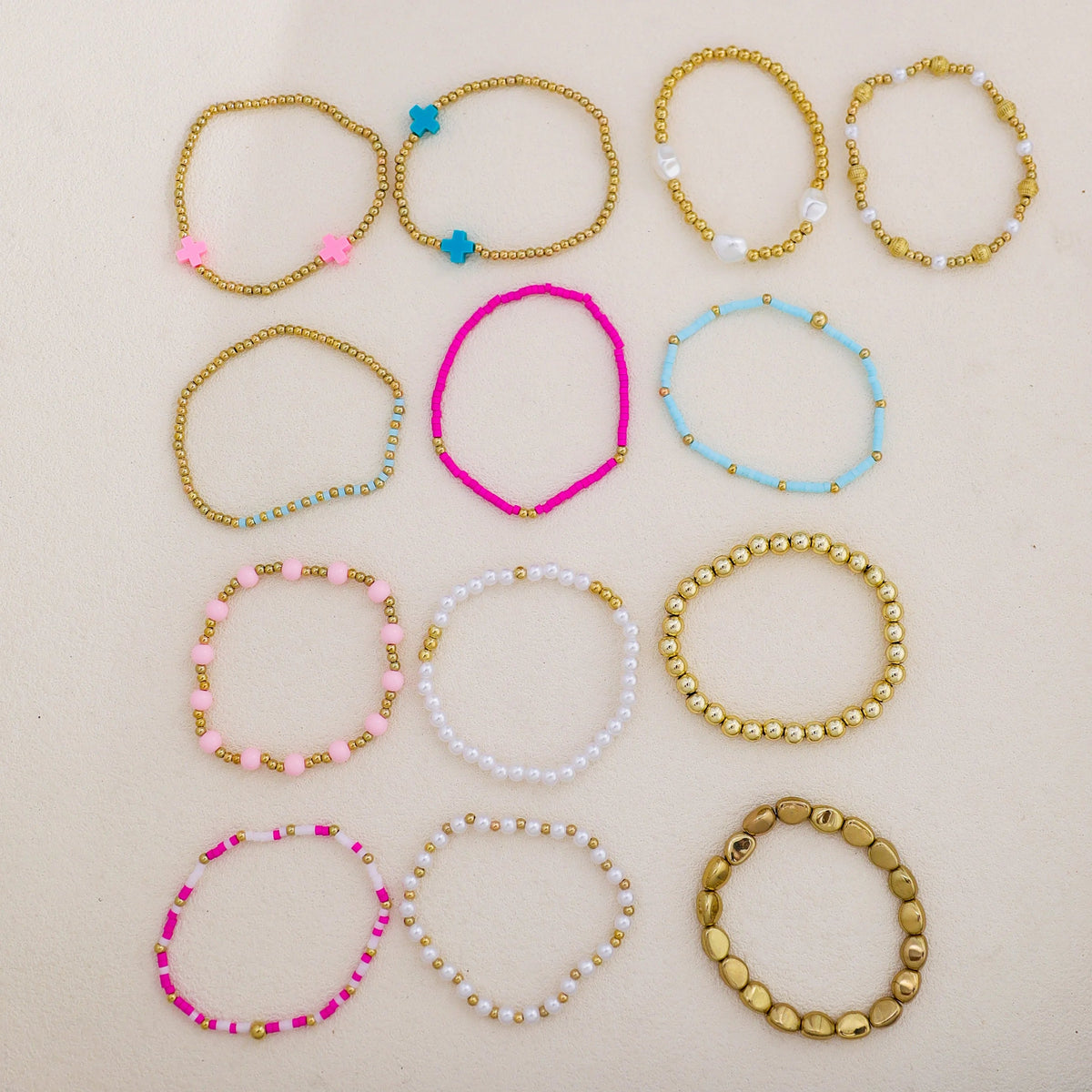 Cross Charm Bracelet Stack